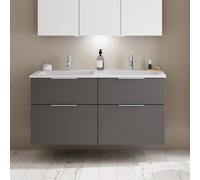burgbad Eqio double lavabo en fonte minérale, meuble sous-lavabo avec 4 tiroirs inclus, largeur 1220mm, SHCF122F6584C0001G0146, SHCF122F6584C0001G0146, Colorazione: Grigio scuro opaco / Grigio scuro o