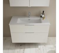 Burgbad Eqio lavabo slim in ceramica con mobile, 2 scomparti estraibili, SHBT102F2009C0001G0146, Eqio [Mobili da Bagno > Mobili da Bagno con Lavabo Integrato]