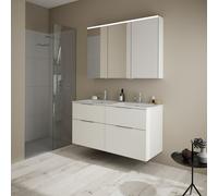 Burgbad Eqio lavabo slim in ceramica con mobile, con armadietto a specchio, SHCR122RF2009C0001G0146, Eqio [Mobili da Bagno > Set Mobili Bagno]