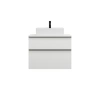 burgbad Eqio meuble sous-lavabo avec plan de toilette, découpe au centre, 2 tiroirs, largeur 800mm, WXXH080F2009G0252, WXXH080F2009G0252, Colorazione: Bianco lucido / Bianco lucido, maniglia nera opac