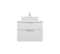 burgbad Eqio meuble sous-lavabo avec plan de toilette, découpe au centre, 2 tiroirs, largeur 800mm, WXXH080F2009G0146, WXXH080F2009G0146, Colorazione: Bianco lucido / Bianco lucido, maniglia cromata G