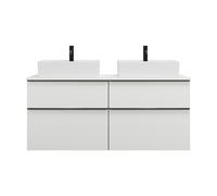 burgbad Eqio meuble sous-lavabo y compris plan de toilette avec 4 tiroirs, pour 2 vasques à poser, largeur 1400mm, SGUV140F2009G0252, SGUV140F2009G0252, Colorazione: Bianco lucido / Bianco lucido, man