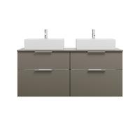 burgbad Eqio meuble sous-lavabo y compris plan de toilette avec 4 tiroirs, pour 2 vasques à poser, largeur 1400mm, SGUV140F2010G0146, SGUV140F2010G0146, Colorazione: Grigio lucido / Grigio lucido, man