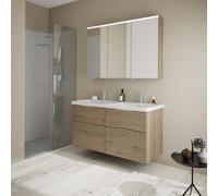 Burgbad Eqio mobile con doppio lavabo, con armadietto a specchio, SFAQ123LF6423C0001G0146CH, Eqio [Mobili da Bagno > Set Mobili da Bagno]