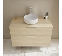 Burgbad Eqio mobile con lavabo da appoggio in ceramica, 2 scomparti estraibili, SGUM100F3180C0001G0146, Eqio [Mobili da Bagno > Mobili con Lavabo Integrato]