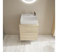 Burgbad Eqio mobile con lavabo da appoggio in ceramica, 2 scomparti estraibili, SGUP060F3180C0001G0146, Eqio [Mobili da Bagno > Mobili con Lavabo Integrato]