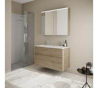 Burgbad Eqio mobile con lavabo doppio Slim in ceramica integrato, con armadietto a specchio, SHCQ102F6423C0001G0146, Eqio [Mobili da Bagno > Set Mobili da Bagno]