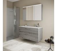 Burgbad Eqio mobile con lavabo doppio Slim in ceramica integrato, con armadietto a specchio, SHCQ122LF6015C0001G0146, Eqio [Mobili da Bagno > Set Mobili da Bagno]