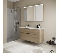 Burgbad Eqio mobile con lavabo doppio Slim in ceramica integrato, con armadietto a specchio, SHCQ122RF6423C0001G0200, Eqio [Mobili da Bagno > Set Mobili da Bagno]