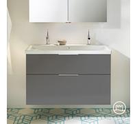 Burgbad Eqio mobile con lavabo in ceramica integrato, 2 scomparti estraibili, SEYR103F2010C0001G0146, Eqio [Mobili da Bagno > Mobili con Doppio Lavabo]