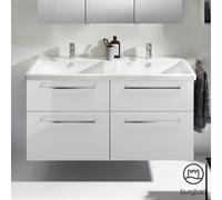 Burgbad Eqio mobile con lavabo in ceramica integrato, 4 scomparti estraibili, SEYT123F2009C0001P95, Eqio [Mobili da Bagno > Mobili con Doppio Lavabo]