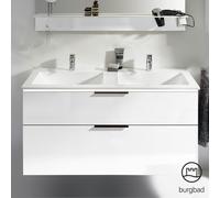 Burgbad Eqio mobile con lavabo in composto minerale integrato, 2 scomparti estraibili, SEZF122F2009C0001G0200, Eqio [Mobili da Bagno > Mobili con Doppio Lavabo]