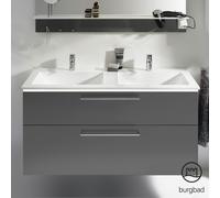 Burgbad Eqio mobile con lavabo in composto minerale integrato, 2 scomparti estraibili, SEZF122F2010C0001P95, Eqio [Mobili da Bagno > Mobili con Doppio Lavabo]