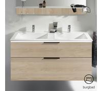 Burgbad Eqio mobile con lavabo in composto minerale integrato, 2 scomparti estraibili, SEZF122F3180C0001G0200, Eqio [Mobili da Bagno > Mobili con Doppio Lavabo]