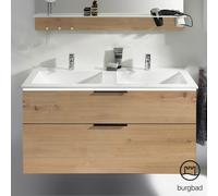 Burgbad Eqio mobile con lavabo in composto minerale integrato, 2 scomparti estraibili, SEZF122F5662C0001G0200, Eqio [Mobili da Bagno > Mobili con Doppio Lavabo]