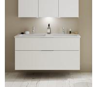 burgbad Eqio double lavabo en fonte minérale, meuble sous-lavabo avec 2 tiroirs inclus, largeur 1220mm, SHCD122F2009C0001G0146, SHCD122F2009C0001G0146, Colorazione: Bianco lucido / Bianco lucido, mani