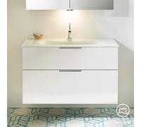 Burgbad Eqio mobile con lavabo in vetro, 2 scomparti estraibili, SEYX102F2009A0070G0146, Eqio [Mobili da Bagno > Mobili con Lavabo Integrato]
