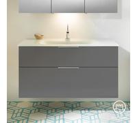 Burgbad Eqio mobile con lavabo in vetro integrato, 2 scomparti estraibili, SEYX122F2010A0070G0146, Eqio [Mobili da Bagno > Mobili con Lavabo Integrato]