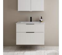 Burgbad Eqio mobile con lavabo Slim in ceramica, 2 scomparti estraibili, SHBT082F2009C0001G0200, Eqio [Mobili da Bagno > Mobili con Lavabo Integrato]