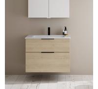 Burgbad Eqio mobile con lavabo Slim in ceramica, 2 scomparti estraibili, SHBT082F3180C0001G0200, Eqio [Mobili da Bagno > Mobili con Lavabo Integrato]