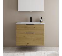 Burgbad Eqio mobile con lavabo Slim in ceramica, 2 scomparti estraibili, SHBT082F5662C0001G0200, Eqio [Mobili da Bagno > Mobili con Lavabo Integrato]