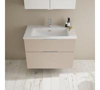 burgbad Eqio Slim lavabo en céramique avec meuble sous-lavabo, 820x490x620mm, SHBT082F6583C0001G0146, SHBT082F6583C0001G0146, Colorazione: Grigio chiaro opaco / Grigio chiaro opaco, maniglia cromata G