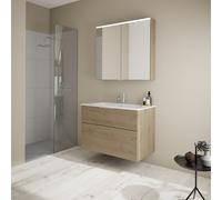 Burgbad Eqio mobile con lavabo slim in ceramica integrato, con armadietto a specchio, SHCP092F6423C0001G0146, Eqio [Mobili da Bagno > Set Mobili da Bagno]
