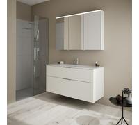 Set burgbad Eqio, composé d'une armoire de toilette à gauche, d'un lavabo en céramique Slim et d'un meuble sous-lavabo, largeur 1220mm, SHCP122LF2009C0001G0146, SHCP122LF2009C0001G0146, Colorazione: B