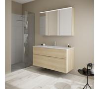 Burgbad Eqio mobile con lavabo Slim in ceramica integrato, con armadietto a specchio, SHCP122LF3180C0001G0146, Eqio [Mobili da Bagno > Set Mobili da Bagno]