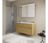 Burgbad Eqio mobile con lavabo Slim in ceramica integrato, con armadietto a specchio, SHCP122LF5662C0001G0146, Eqio [Mobili da Bagno > Set Mobili da Bagno]