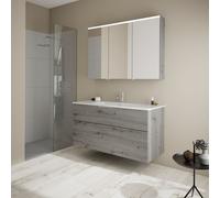 Burgbad Eqio mobile con lavabo Slim in ceramica integrato, con armadietto a specchio, SHCP122LF6015C0001G0146, Eqio [Mobili da Bagno > Set Mobili da Bagno]