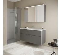 Burgbad Eqio mobile con lavabo Slim in ceramica integrato, con armadietto a specchio, SHCP122LF6584C0001G0146, Eqio [Mobili da Bagno > Set Mobili da Bagno]