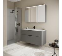 Burgbad Eqio mobile con lavabo Slim in ceramica integrato, con armadietto a specchio, SHCP122RF6584C0001G0200, Eqio [Mobili da Bagno > Set Mobili da Bagno]