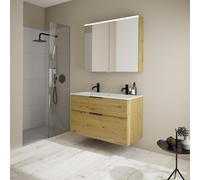 Burgbad Eqio mobile con lavabo Slim in ceramica integrato, con armadietto a specchio, SHCQ102F5662C0001G0200, Eqio [Mobili da Bagno > Set Mobili da Bagno]