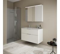 Burgbad Eqio mobile con lavabo Slim in ceramica integrato, con armadietto a specchio, SHCQ102F6582C0001G0146, Eqio [Mobili da Bagno > Set Mobili da Bagno]