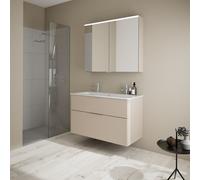 Burgbad Eqio mobile con lavabo Slim in ceramica integrato, con armadietto a specchio, SHCQ102F6583C0001G0146, Eqio [Mobili da Bagno > Set Mobili da Bagno]
