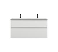 burgbad Eqio Slim double lavabo en céramique, meuble sous-lavabo avec 2 tiroirs inclus, 1220x490x620mm, SHBX122F2009C0001G0252, SHBX122F2009C0001G0252, Colorazione: Bianco lucido / Bianco lucido, mani