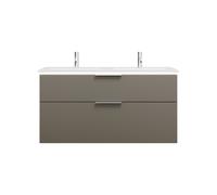 burgbad Eqio Slim double lavabo en céramique, meuble sous-lavabo avec éclairage LED inclus, avec 2 tiroirs, 1220x490x640mm, SHBY122F2010C0001G0146, SHBY122F2010C0001G0146, Colorazione: Grigio lucido /