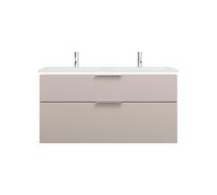 burgbad Eqio Slim double lavabo en céramique, meuble sous-lavabo avec éclairage LED inclus, avec 2 tiroirs, 1220x490x640mm, SHBY122F6583C0001G0146, SHBY122F6583C0001G0146, Colorazione: Grigio chiaro o