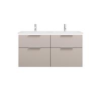 burgbad Eqio Slim double lavabo en céramique, meuble sous-lavabo avec éclairage LED inclus, avec 4 tiroirs, 1220x490x640mm, SHCA122F6583C0001G0146, SHCA122F6583C0001G0146, Colorazione: Grigio chiaro o
