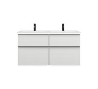 burgbad Eqio Slim double lavabo en céramique, meuble sous-lavabo avec éclairage LED inclus, avec 4 tiroirs, 1220x490x640mm, SHCA122F6582C0001G0252, SHCA122F6582C0001G0252, Colorazione: Bianco opaco / 