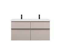 burgbad Eqio Slim double lavabo en céramique, meuble sous-lavabo avec éclairage LED inclus, avec 4 tiroirs, 1220x490x640mm, SHCA122F6583C0001G0252, SHCA122F6583C0001G0252, Colorazione: Grigio chiaro o