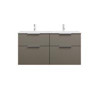 burgbad Eqio Slim double lavabo en céramique y compris meuble sous-lavabo avec 4 tiroirs, 1220x490x620mm, SHBZ122F2010C0001G0146, SHBZ122F2010C0001G0146, Colorazione: Grigio lucido / Grigio lucido, ma