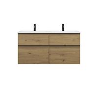 burgbad Eqio Slim double lavabo en céramique y compris meuble sous-lavabo avec 4 tiroirs, 1220x490x620mm, SHBZ122F5662C0001G0252, SHBZ122F5662C0001G0252, Colorazione: Rovere decoro Urban / Rovere deco