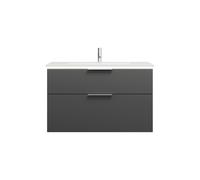 burgbad Eqio Slim lavabo en céramique avec meuble sous-lavabo et éclairage LED, 1020x490x640mm, SHBU102F6584C0001G0146, SHBU102F6584C0001G0146, Colorazione: Grigio scuro opaco / Grigio scuro opaco, ma