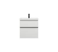 burgbad Eqio Slim lavabo en céramique avec meuble sous-lavabo et éclairage LED, 620x490x640mm, SHBU062F2009C0001G0252, SHBU062F2009C0001G0252, Colorazione: Bianco lucido / Bianco lucido, maniglia nera