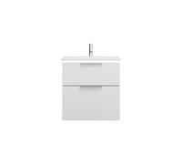 burgbad Eqio Slim lavabo en céramique avec meuble sous-lavabo et éclairage LED, 620x490x640mm, SHBU062F2009C0001G0146, SHBU062F2009C0001G0146, Colorazione: Bianco lucido / Bianco lucido, maniglia crom