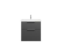 burgbad Eqio Slim lavabo en céramique avec meuble sous-lavabo et éclairage LED, 620x490x640mm, SHBU062F6584C0001G0146, SHBU062F6584C0001G0146, Colorazione: Grigio scuro opaco / Grigio scuro opaco, man