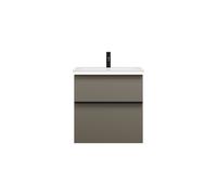 burgbad Eqio Slim lavabo en céramique avec meuble sous-lavabo et éclairage LED, 620x490x640mm, SHBU062F2010C0001G0252, SHBU062F2010C0001G0252, Colorazione: Grigio lucido / Grigio lucido, maniglia nera