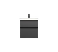 burgbad Eqio Slim lavabo en céramique avec meuble sous-lavabo et éclairage LED, 620x490x640mm, SHBU062F6584C0001G0252, SHBU062F6584C0001G0252, Colorazione: Grigio scuro opaco / Grigio scuro opaco, man